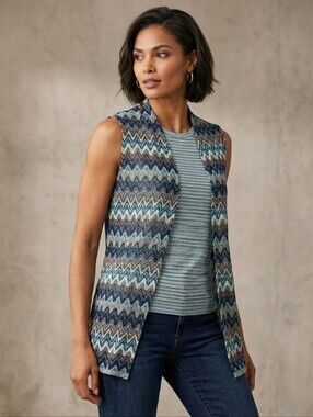 ALIA Sleeveless Chevron Print Open Vest Cover